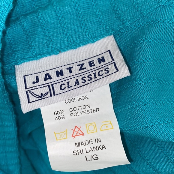 Vintage Jantzen turquoise knit button up top size large - Picture 6 of 8